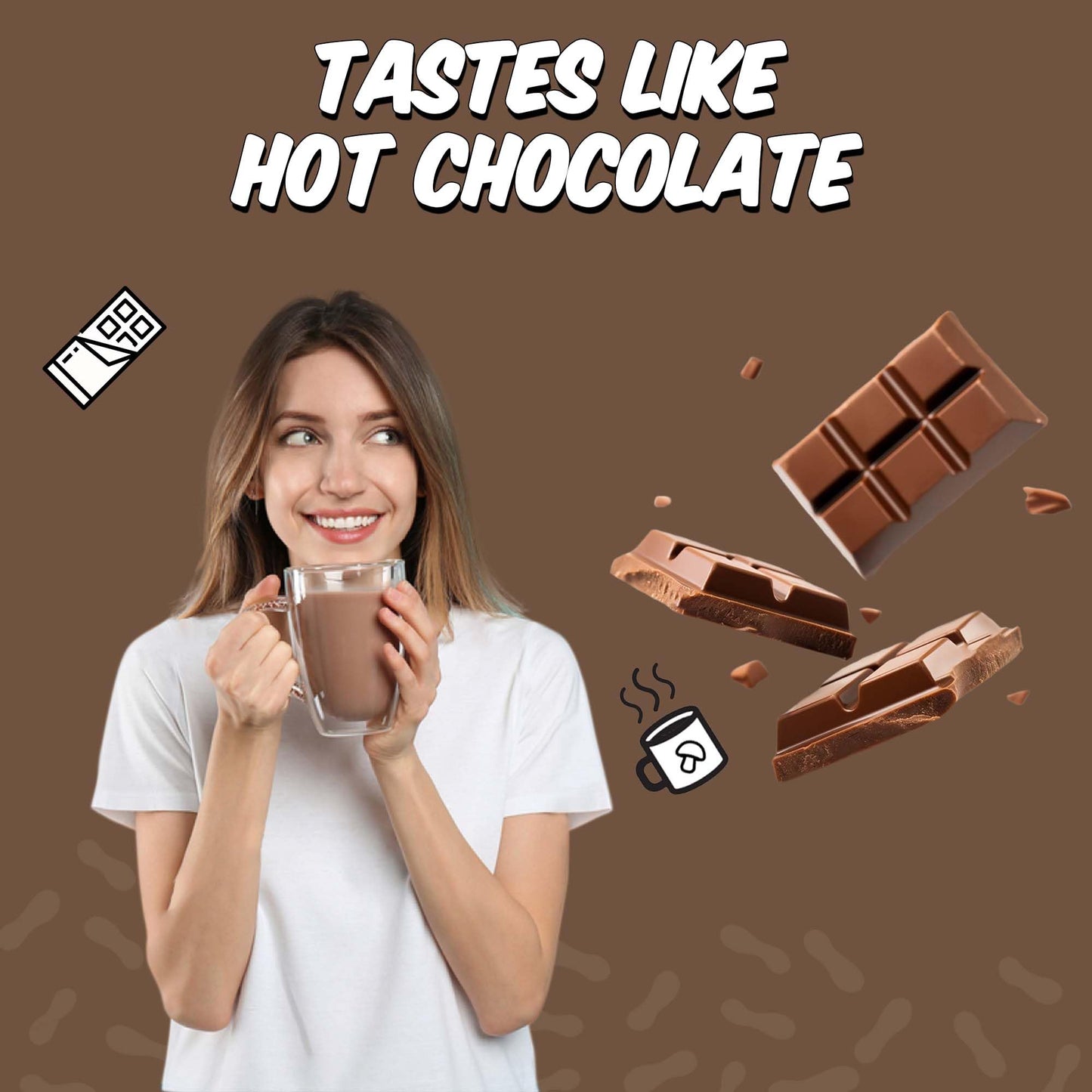 Renude Reishi Cacao - Mushroom Hot Chocolate, Mushroom Coffee Alternative, Mushroom Drink, Cacao Powder, Hot Cacao Mix With Reis