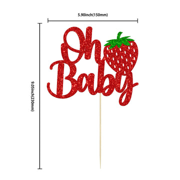 1 Pack Sweet Oh Baby Cake Topper Glitter Oh Baby Strawberry Cake Pick Fruit Berry Cake Decoration For Summer Strawberry Baby Sho