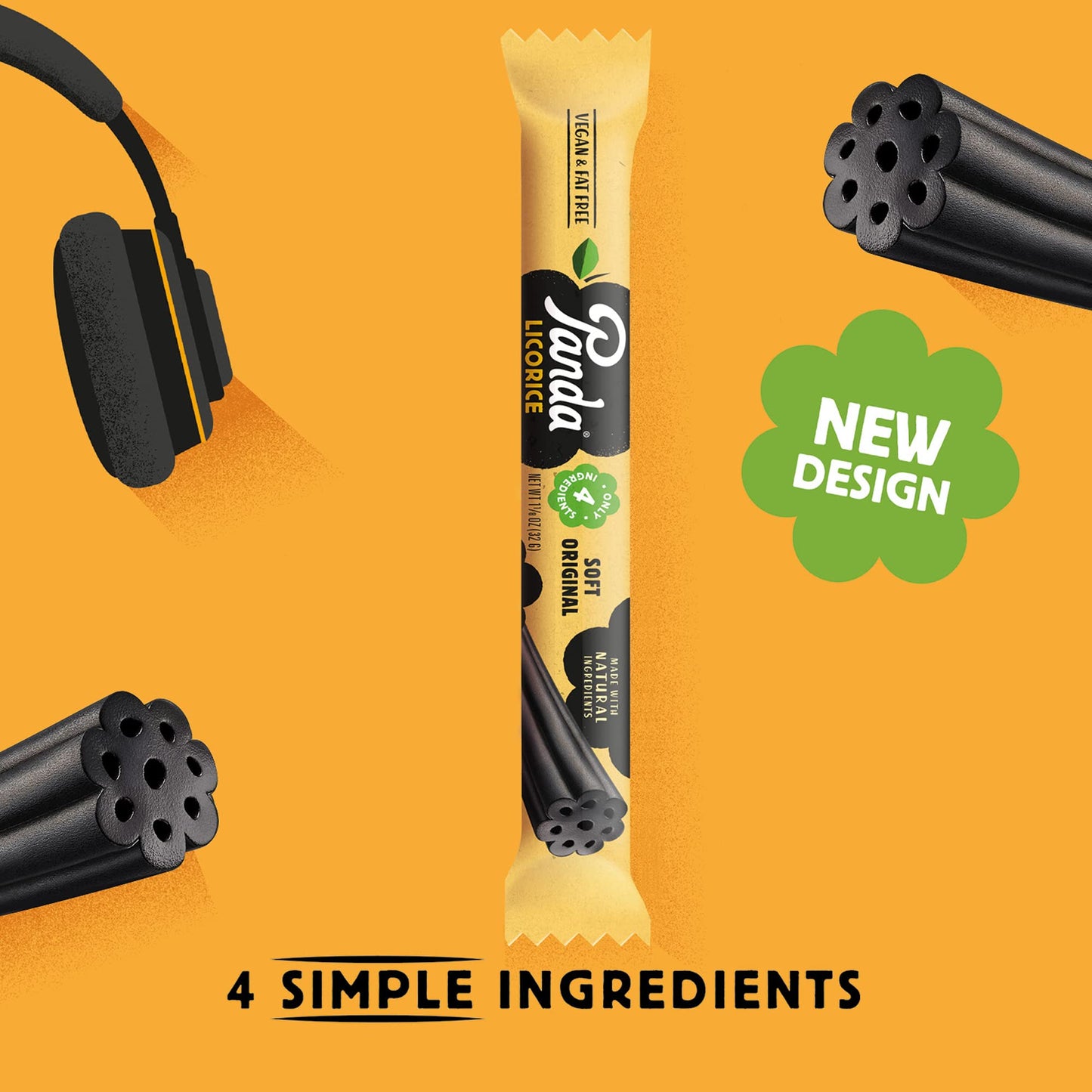 Panda A  Natural Soft Original Licorice  Pure Panda Black Licorice Candy Made With Only Four Natural Ingredients  Non-Gmo Projec