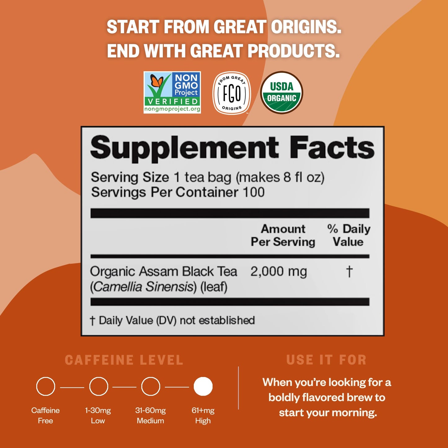 Fgo Organic Assam Tea, Eco-Conscious Tea Bags, 100 Count, Packaging May Vary (Pack Of 1)