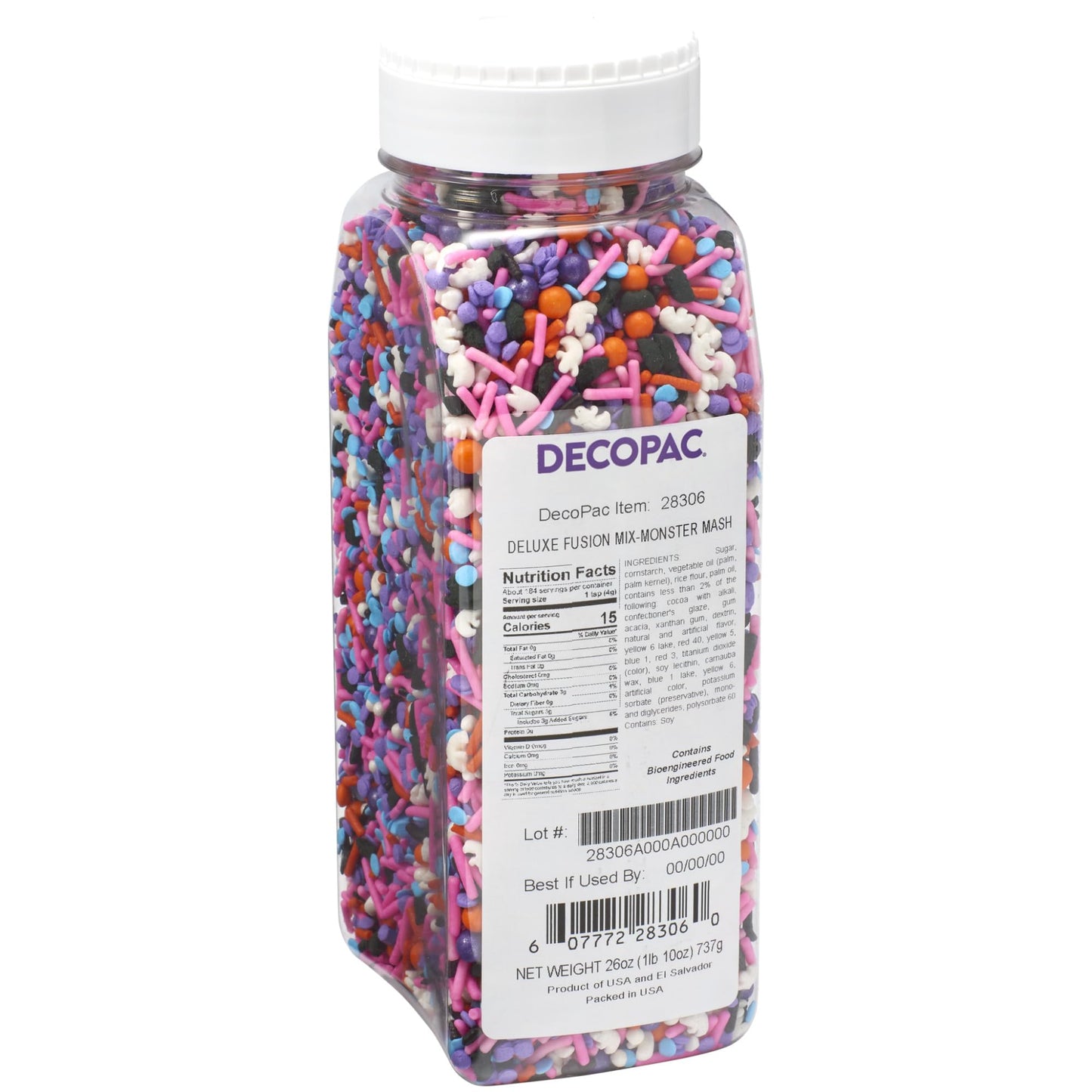 DECOPAC Monster Mash Deluxe Fusion Mix, 26oz, Fancy Candy Sprinkles in Handheld Container, Edible Sprinkles For Celebration Cake