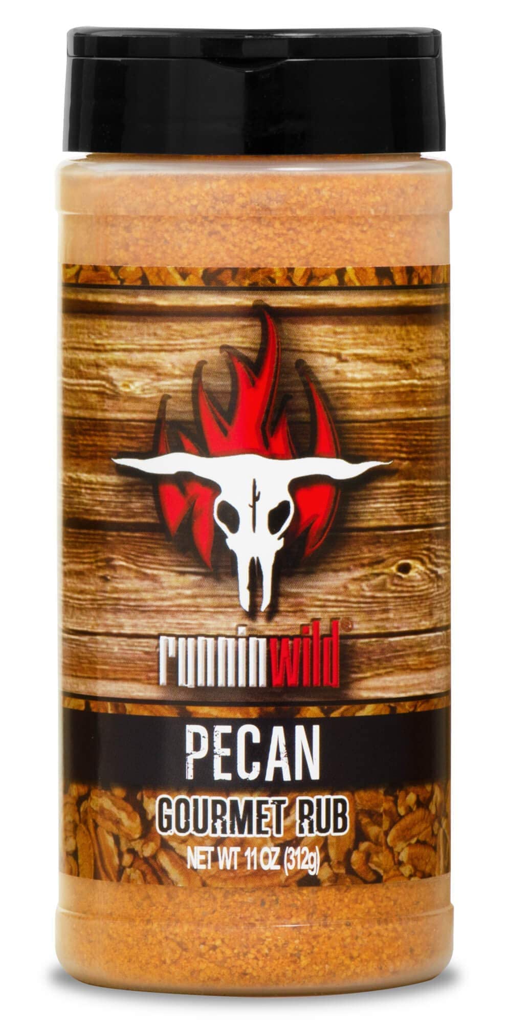 Runnin Wild Gourmet Pecan BBQ Seasoning Rub, No Artificial Flavors, 11 Ounce