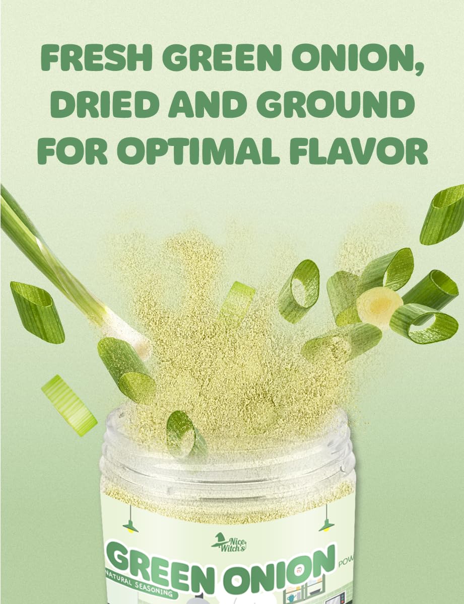 Nice Witch'S Korean 100% Pure Green Onion Powder 7.05Oz / 200G - All-Natural Flavor For Soups, Sauces, And Seasonings  (Gree