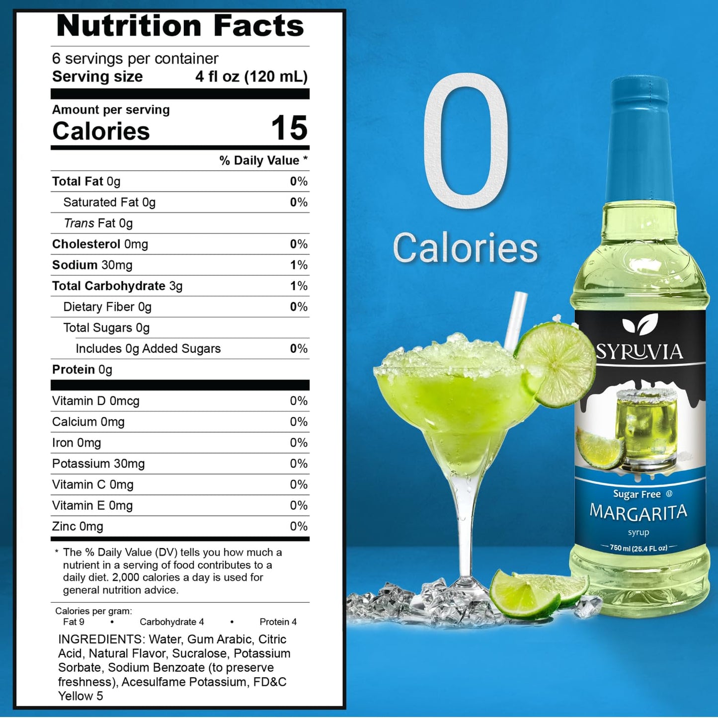 Syruvia Sugar Free Margarita Syrup With Syrup Pump Dispenser - Margarita Syrup Flavor, 25.4 Fl Oz - Perfect For Cocktails, Ice T