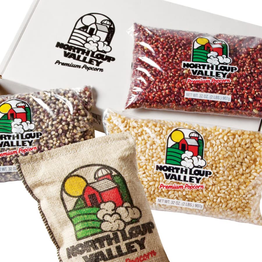 Popcorn County USA | Un-popped Popcorn Lovers Gift Box Set | Non GMO | Made in Nebraska | Contains 2 lb Each White Popcorn, Blue