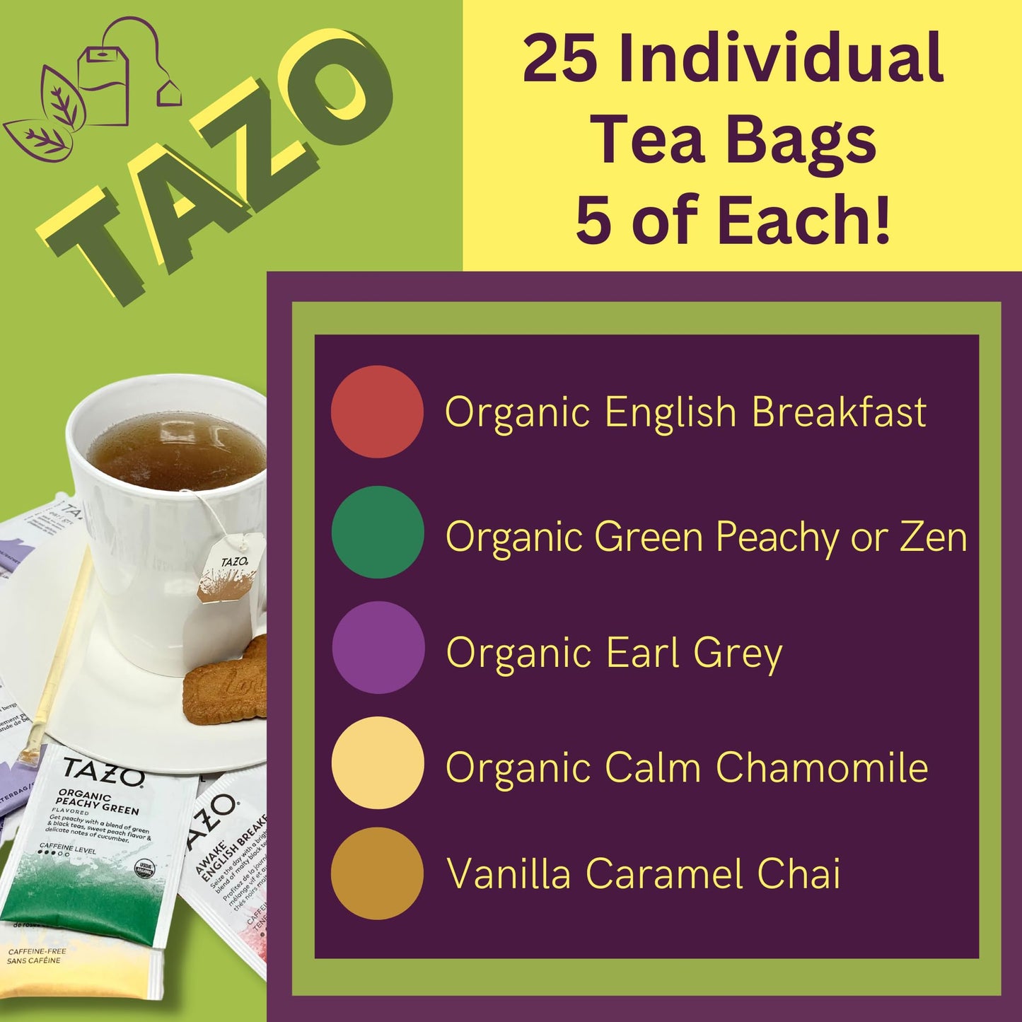 PINKCITRUS MARKETPLACE Tea And Cookie Gift Set Basket, 52 Piece Set, White Mug, Includes Honey Sticks, Ideal for Gifting