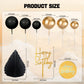Memovan 26Pcs Man Cake Topper Black Boho Cake Topper Black Gold Balls Palm Leaves Black Gold Cake Decorations For Man Boy Bohemi