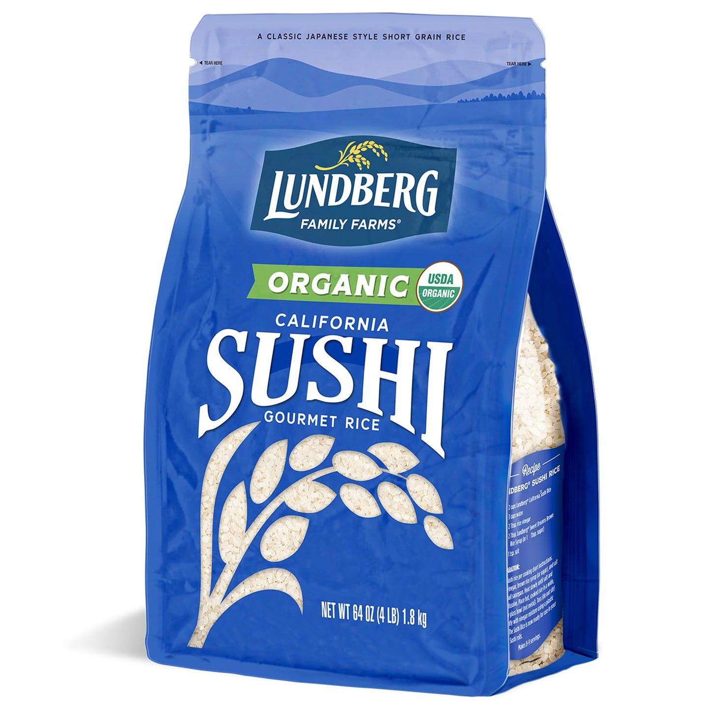 Lundberg Organic California Sushi Rice - Short Grain Rice, White Japanese-Style Sticky Rice for Perfect Sushi Rolls, Rice Bowls,