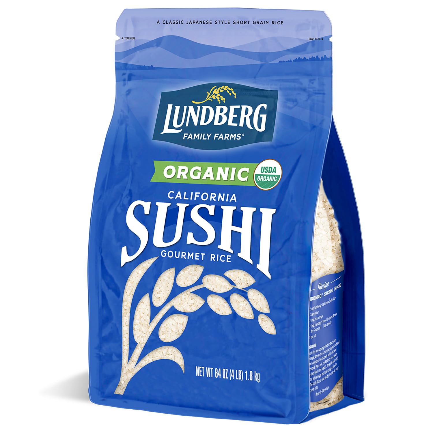 Lundberg Organic California Sushi Rice - Short Grain Rice, White Japanese-Style Sticky Rice for Perfect Sushi Rolls, Rice Bowls,