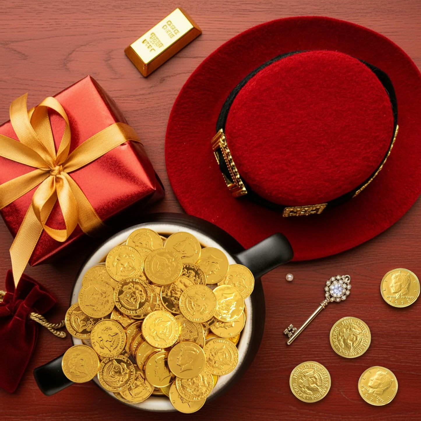 Gold Chocolate Coins, 50 Pack Of Gold Chocolate Coins Bulk, Ideal Coin Candy For Themed Parties, Events And Celebrations, Perfect For Gift Bags And Festive Decorations Christmas And St Patricks Day.