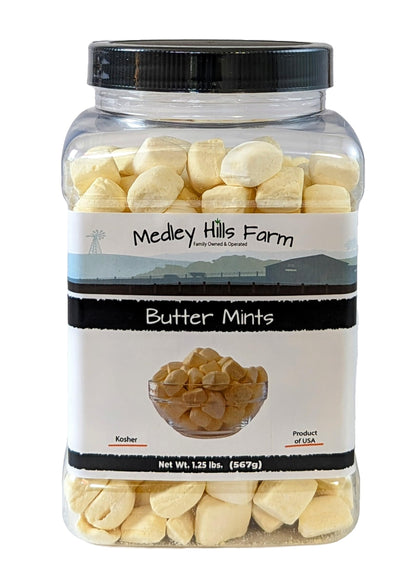 Butter Mints By Medley Hills Farm in Reusable Container 1.25 lbs. - After dinner mints candy Yellow - Great wedding candy favors