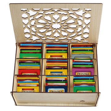 Twinings Tea Sampler Collection - 80 Tea Bags  22 Flavors/Assorted Tea  Gift Set In Decorative Bamboo Or Mdf Box - Tea Organizer Included - Ideal For Home  Office  Family & Friends (White Mdf Box)