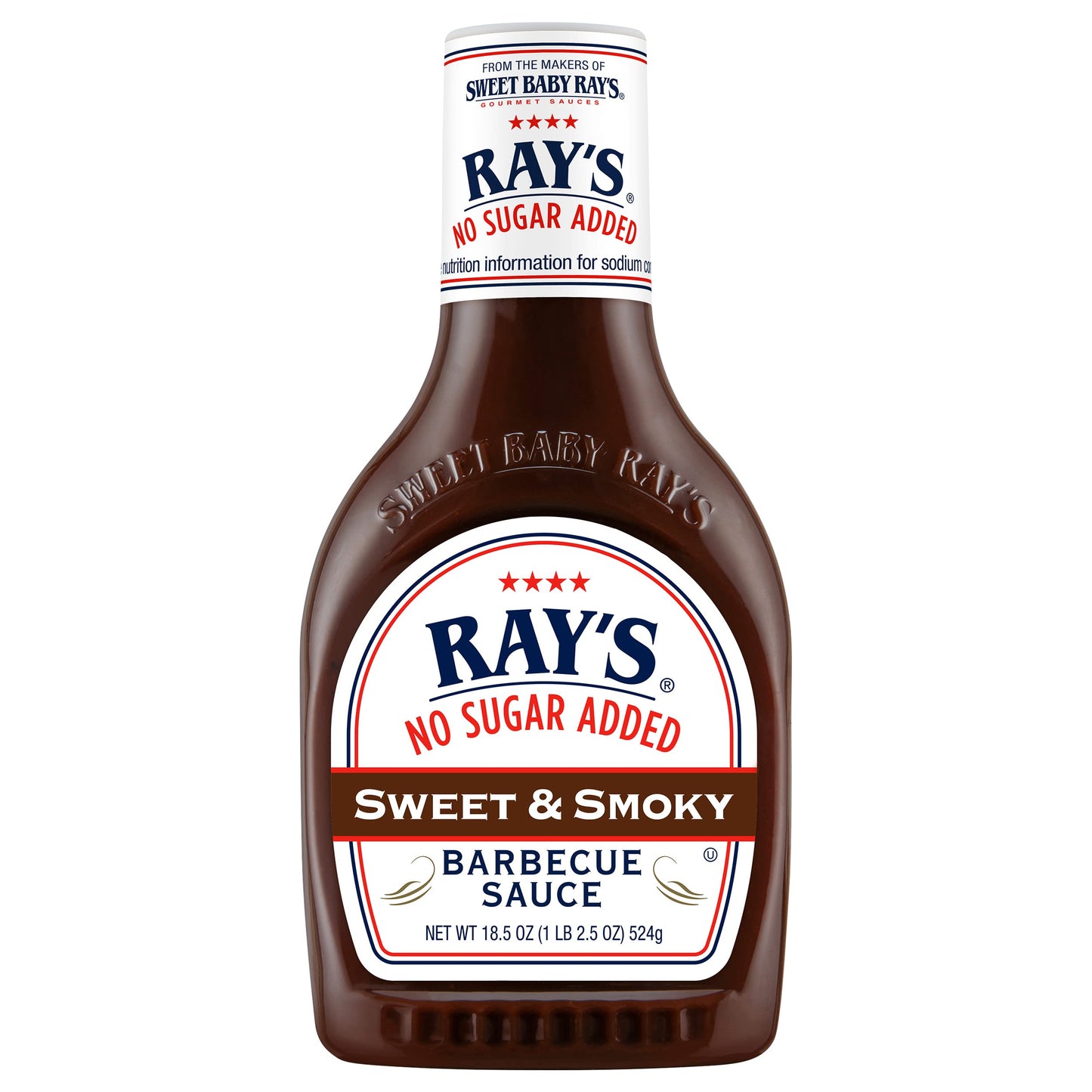 Sweet Baby Rays Barbecue Sauce, No Sugar Added, 18.5 oz, Pack of 3