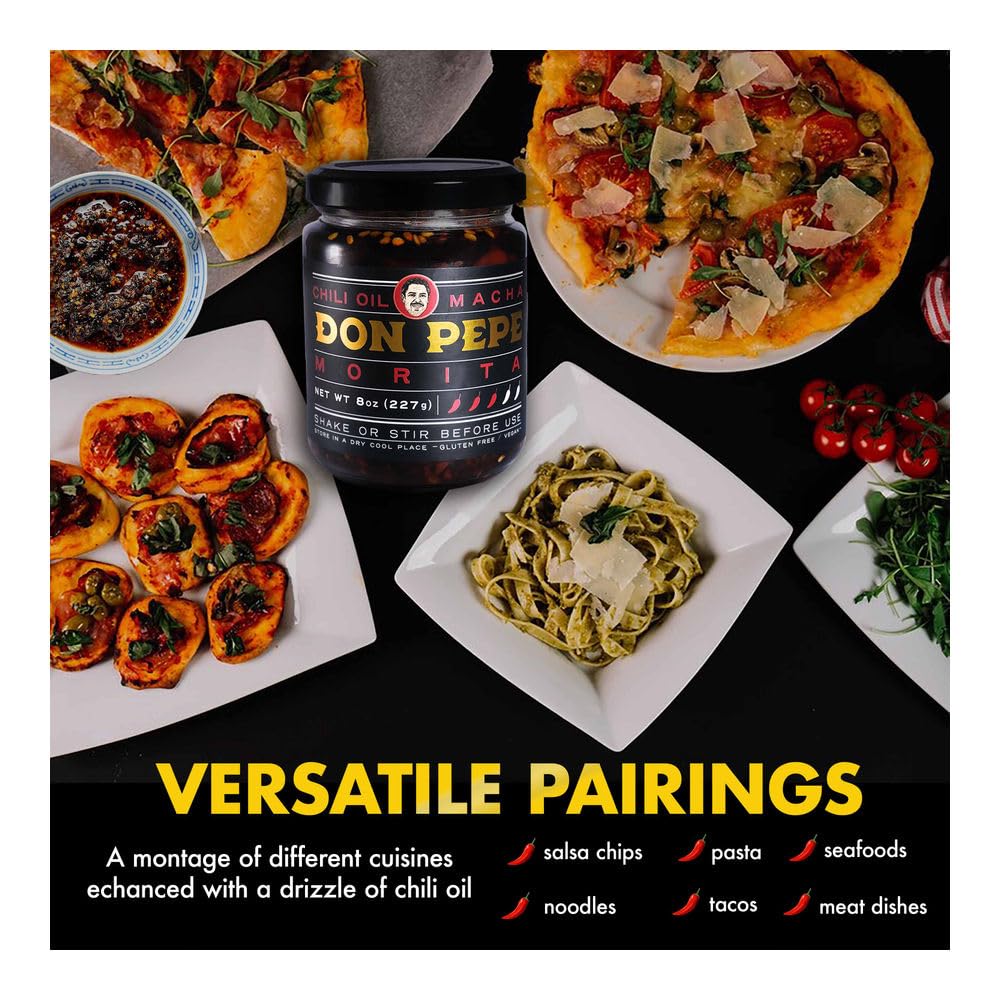 Don Pepe Salsa Macha with Dried Morita Chiles, Gourmet Condiment, 8 oz/227 g