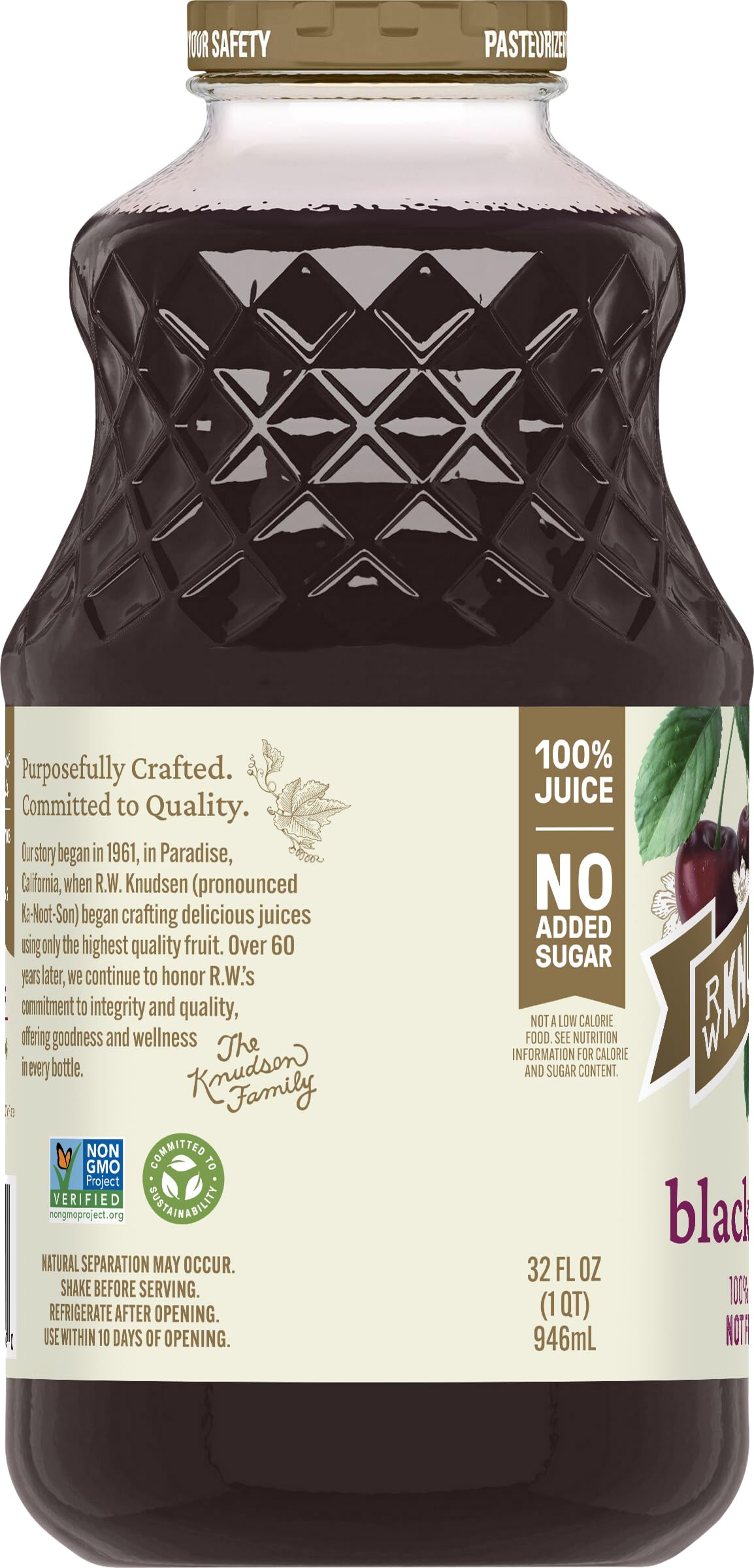 R.W. Knudsen Just Black Cherry Juice, 32 Ounces (Packaging May Vary)
