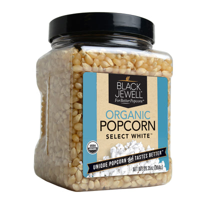 Black Jewell Organic White Popcorn Kernels, Organic Select White, 28.35oz (Pack of 6)