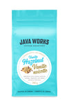 Java Works Coffee - Vanilla Hazelnut Flavored Coffee | 12 ounces | Medium Roast | Whole Bean | No Sugar Added
