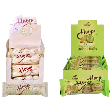 Generic Gourmet Chocolate Balls - 72 Count, 36 Almond Coconut & 36 Kunafa Pistachio - 24 Packs (27g each), Total 22.86 Oz