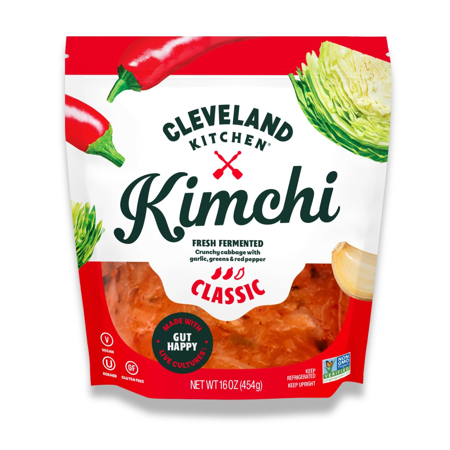 Cleveland Kitchen Classic Kimchi - Lightly Fermented Vegetables, Crunchy & Delicious with a Hint of Spicy, Live & Natural Probio