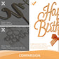 Gold Happy Birthday Cake Topper Plastic - 3D Double Sided Cursive Happy Birthday Sign For Cake With Bow, Idea For Birthday Cake
