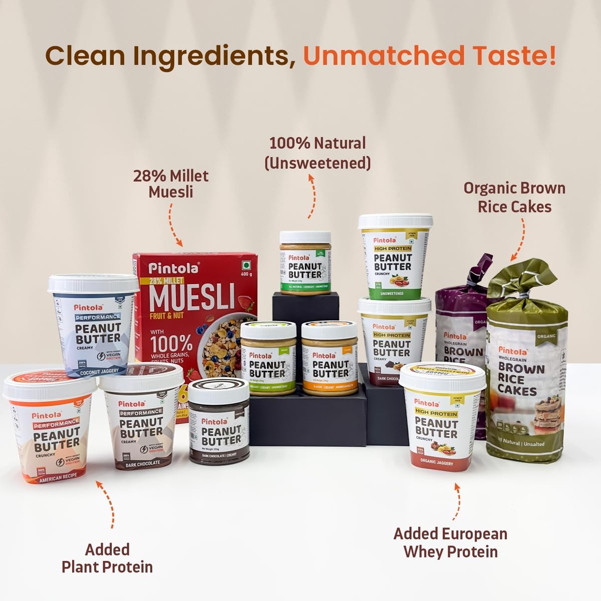 Pintola All Natural Peanut Butter (Crunchy) | Unsweetened | 30G Protein | Non Gmo | Gluten Free | Vegan | Cholesterol Free (1Kg)