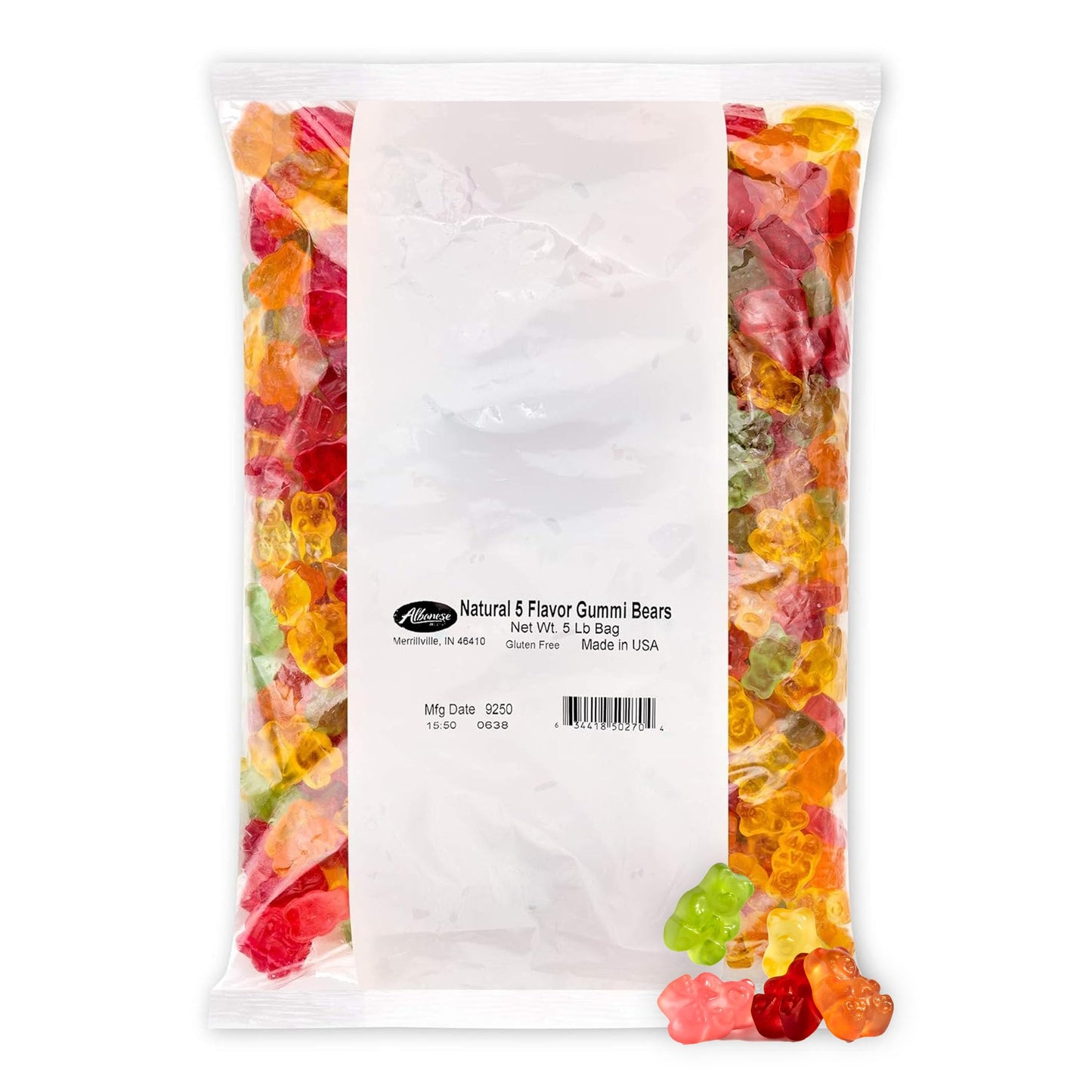 Albanese Worlds Best 5 Natural Flavor Gummi Bears, 5lbs of Candy