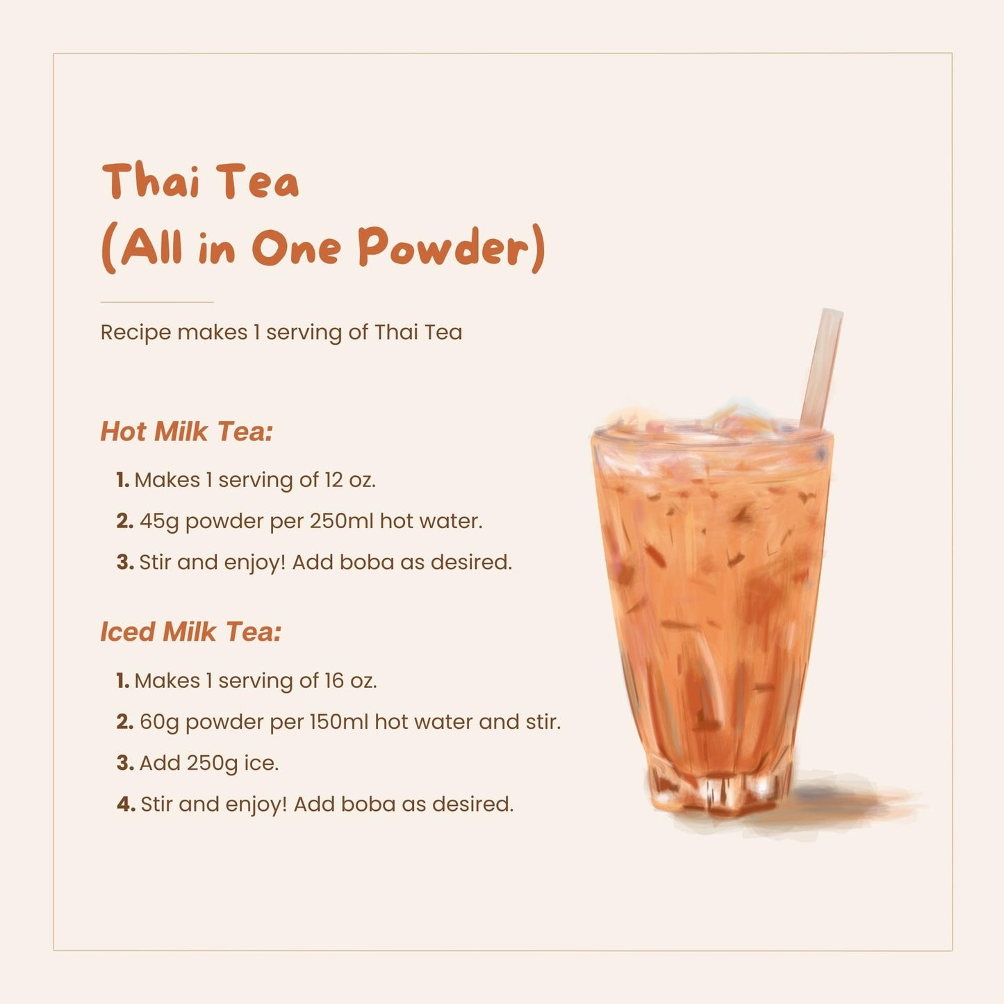 Bossen Bubble Tea All-In-One Powder Mix (Thai Milk Tea)