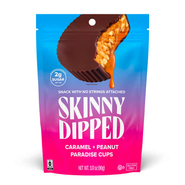 Skinnydipped Caramel Peanut Paradise Cups, 2G Sugar Per Cup, No Palm Oil, Gluten Free, 3.2Oz Resealable Bags, 6 Count (Pack Of 4