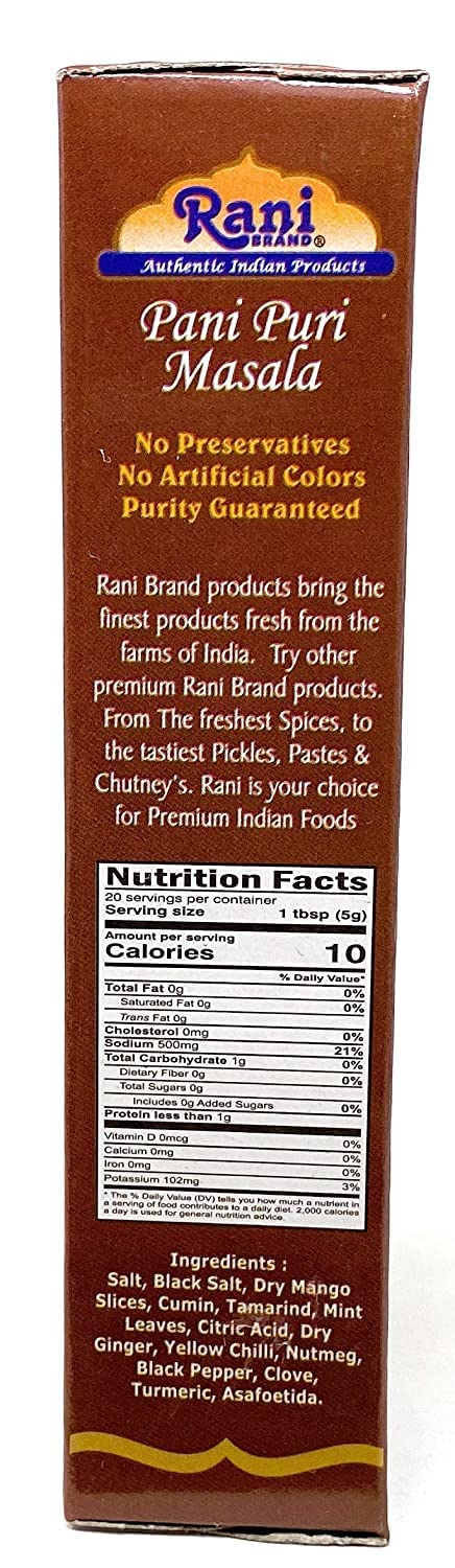 Rani Pani Puri Masala (14-Spice Blend For Indian Spicy Water) 3.5Oz (100G) ~ All Natural | Vegan | No Colors | Gluten Friendly |