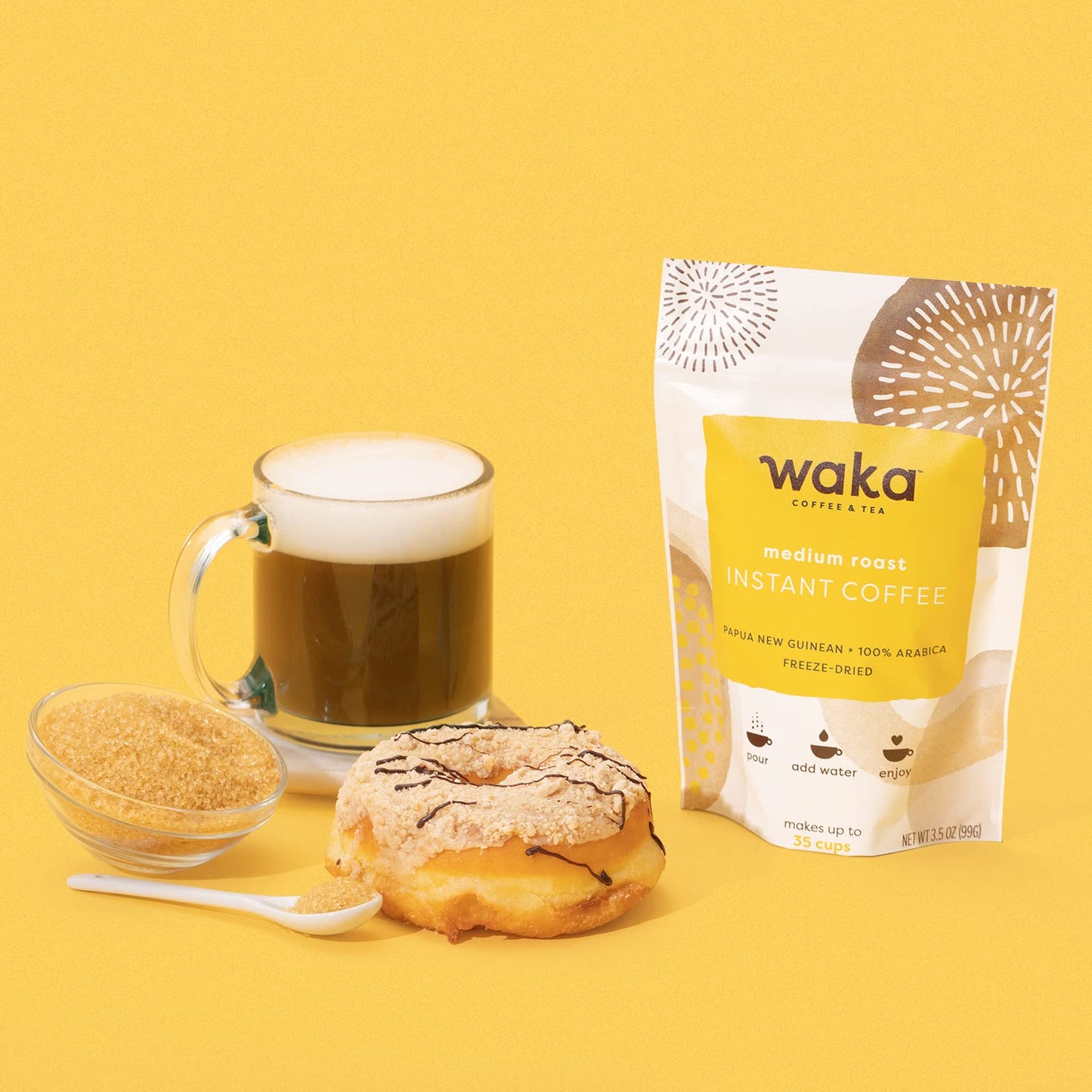 Waka Instant Coffee, House Roast - 100% Arabica Beans, Freeze Dried Granules, No Sugar Or Additives - Bulk Bag For Quick Hot And