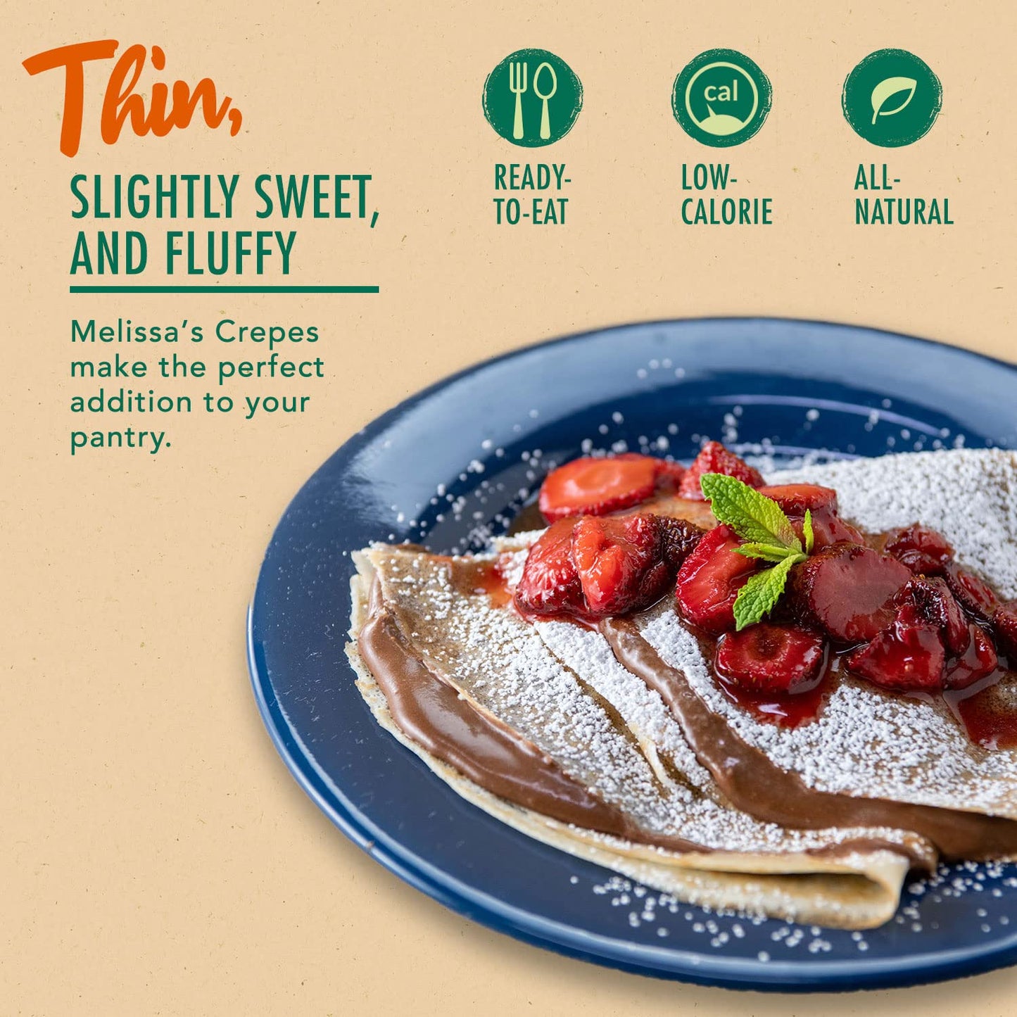 Melissa's Ready-to-Eat 9-Inch Plain Crepes, 15 Ounce Pack – Healthy Breakfast & Snack for Kids and Adults, 10 Count