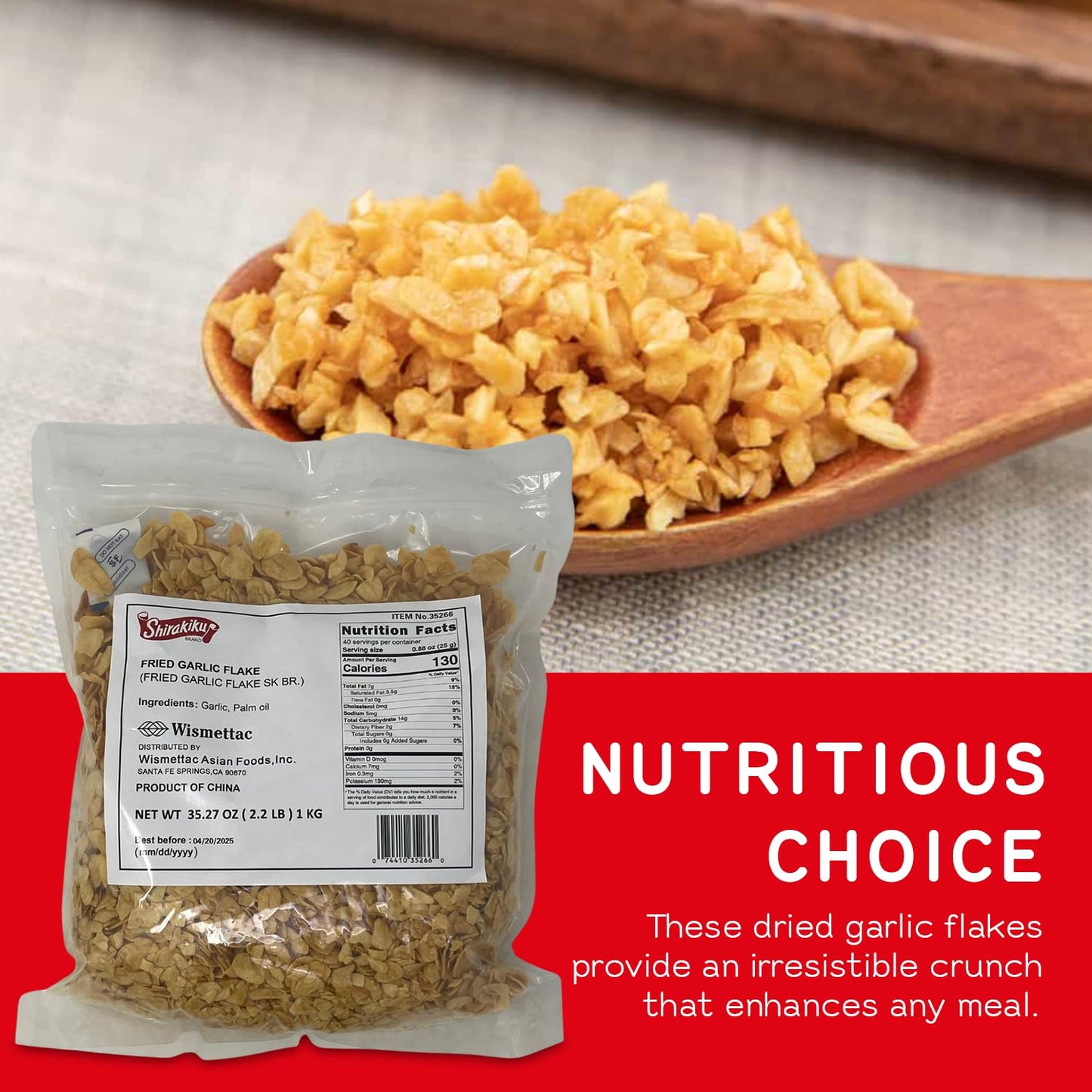 Shirakiku Fried Garlic Flakes | Japanese Garlic And Palm Oil | Prefect For Authentic Asian Traditional Soups, Stir-Fries, Noodle