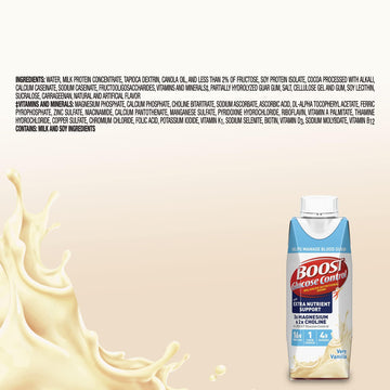 BOOST Nutritional Drinks Very Vanilla, 8 Fl Oz, Pack of 24, Extra Nutrient Support