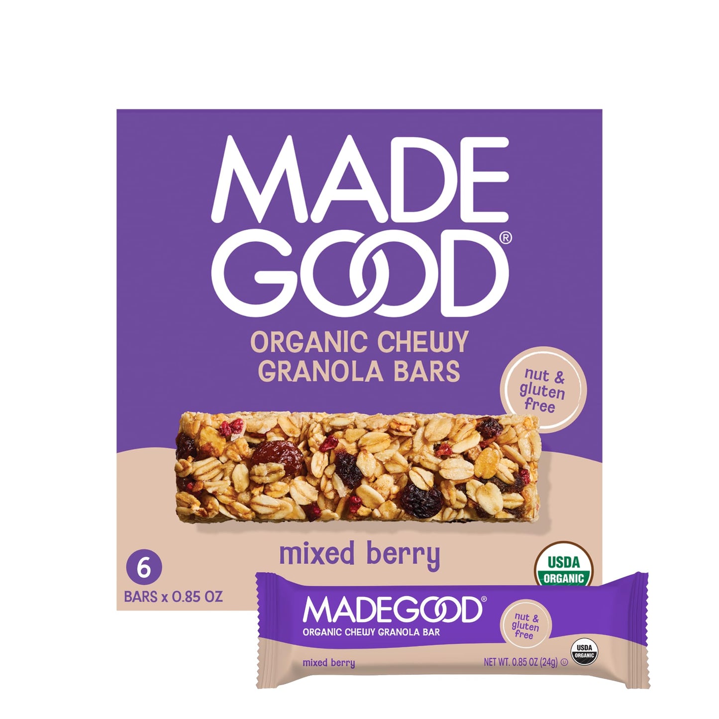 MadeGood Granola Mixed Berry Bars, 6ct, 5.09 oz.