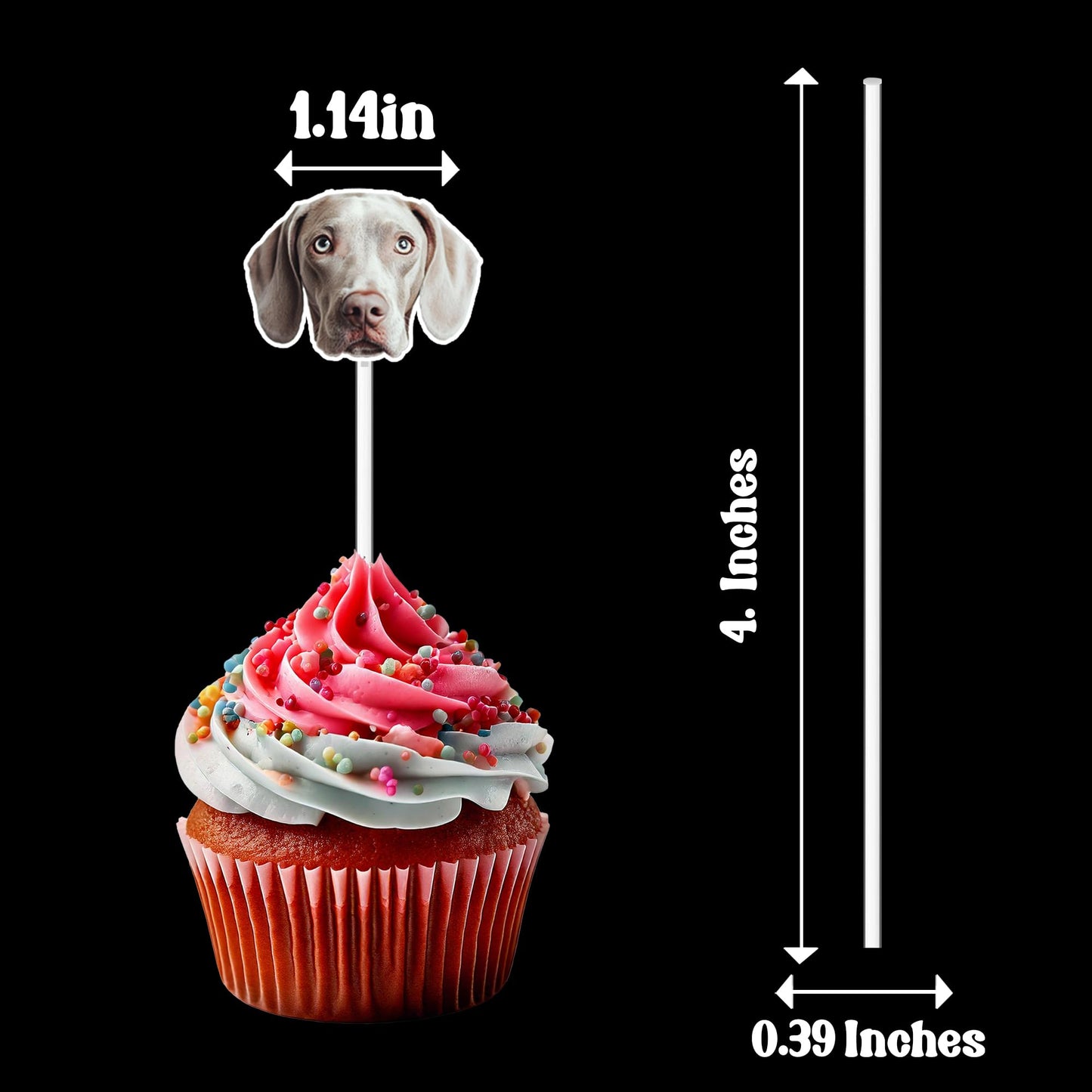 Bleu Reign Personalized Dog Cat Cupcake Toppers - Custom Face Cutout, Plastic Party Decor for Pet Lover Events