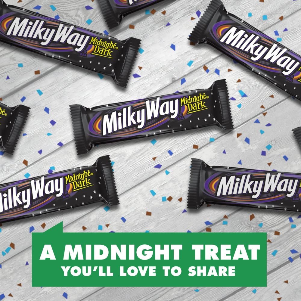 Milky Way Candy Midnight Dark Chocolate Bars Bulk Pack, Full Size, 1.76 Bar (Pack Of 24)