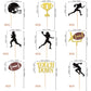 ZHUOWEISM 24 PCS Cupcake Toppers, Glitter Football & Rugby Ball, Small Size, Design 7, Bamboo Material for Parties & Celebrations