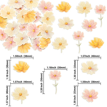 Ephlyn 50Pcs Edible Flower Cupcake Toppers Wafer Paper Spring Bridal Engagement Baby Shower Birthday Party Cupcake Picks Anniver
