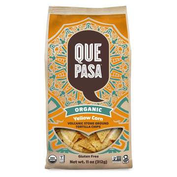 Que Pasa Organic Yellow Corn Tortilla Chips, 11 oz (Pack of 1), Gluten Free, Non-GMO, by Natures Path