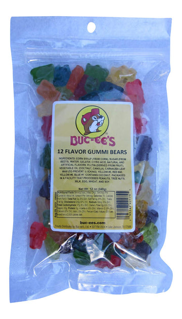 Buc-Ee'S 12 Flavor Gummi Bears In A Resealable Bag, 12 Ounces