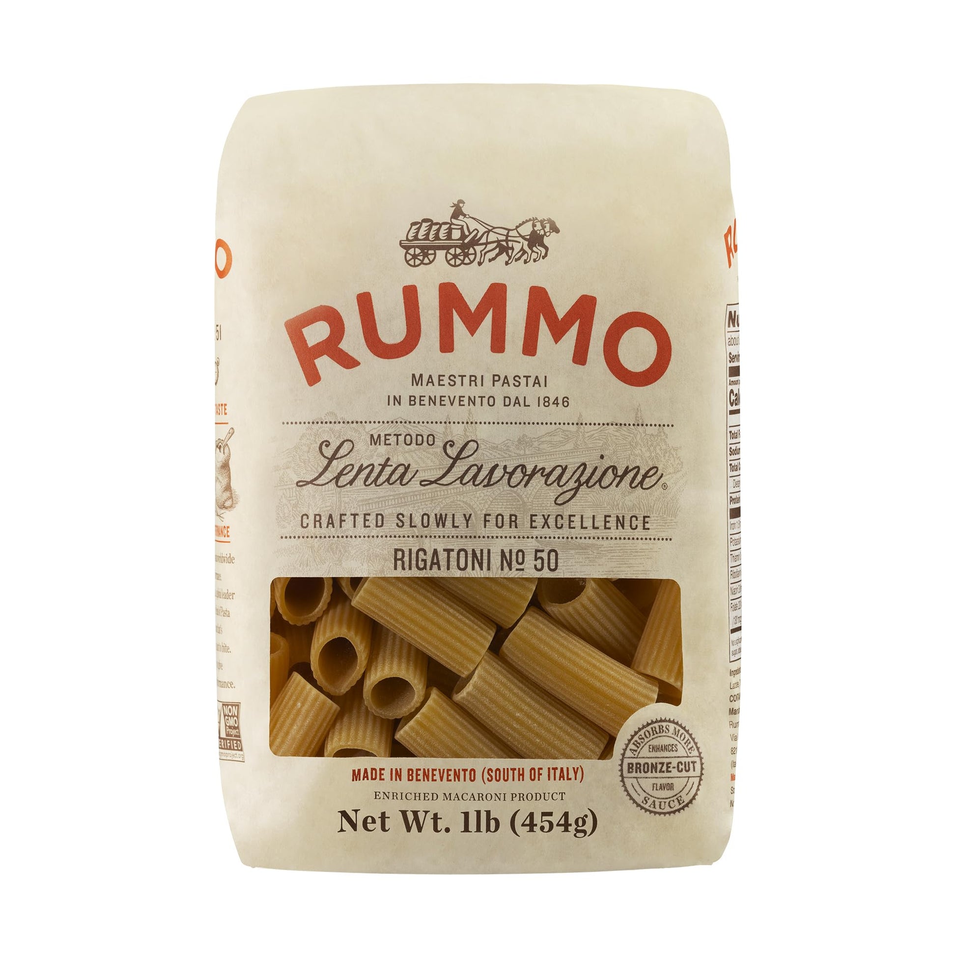 Rummo Rigatoni Pasta N.50 - Rigatoni Pasta Noodles, Italian Tube Pasta, Bronze Cut Pasta, Dry Pasta, Durum Wheat Pasta - 16 Ounce (Pack Of 5)