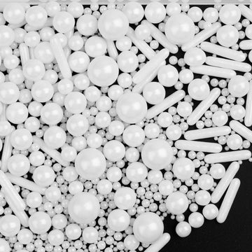 Sprinkles, White Pearl Sprinkles Mix, 130g/4.6oz Edible Sprinkles for Cake Decorating, Candy Baking Decorations, Ice Cream Toppi