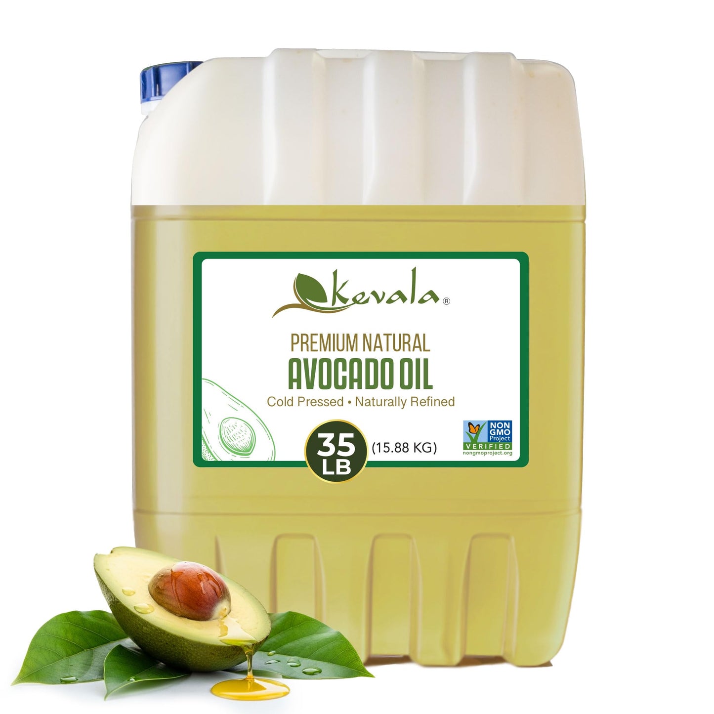 Kevala Avocado Oil - Cold Pressed  Non Gmo  Vegetable Option For Cooking  Vegan  Kosher  35 Lb