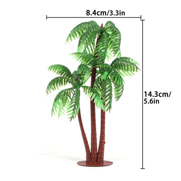 Gyufise 10 Pieces Plastic Green Palm Tree Coconuts Cupcake Toppers Miniature Palm Tree Figurines Cake Toppers Decorations For Mi