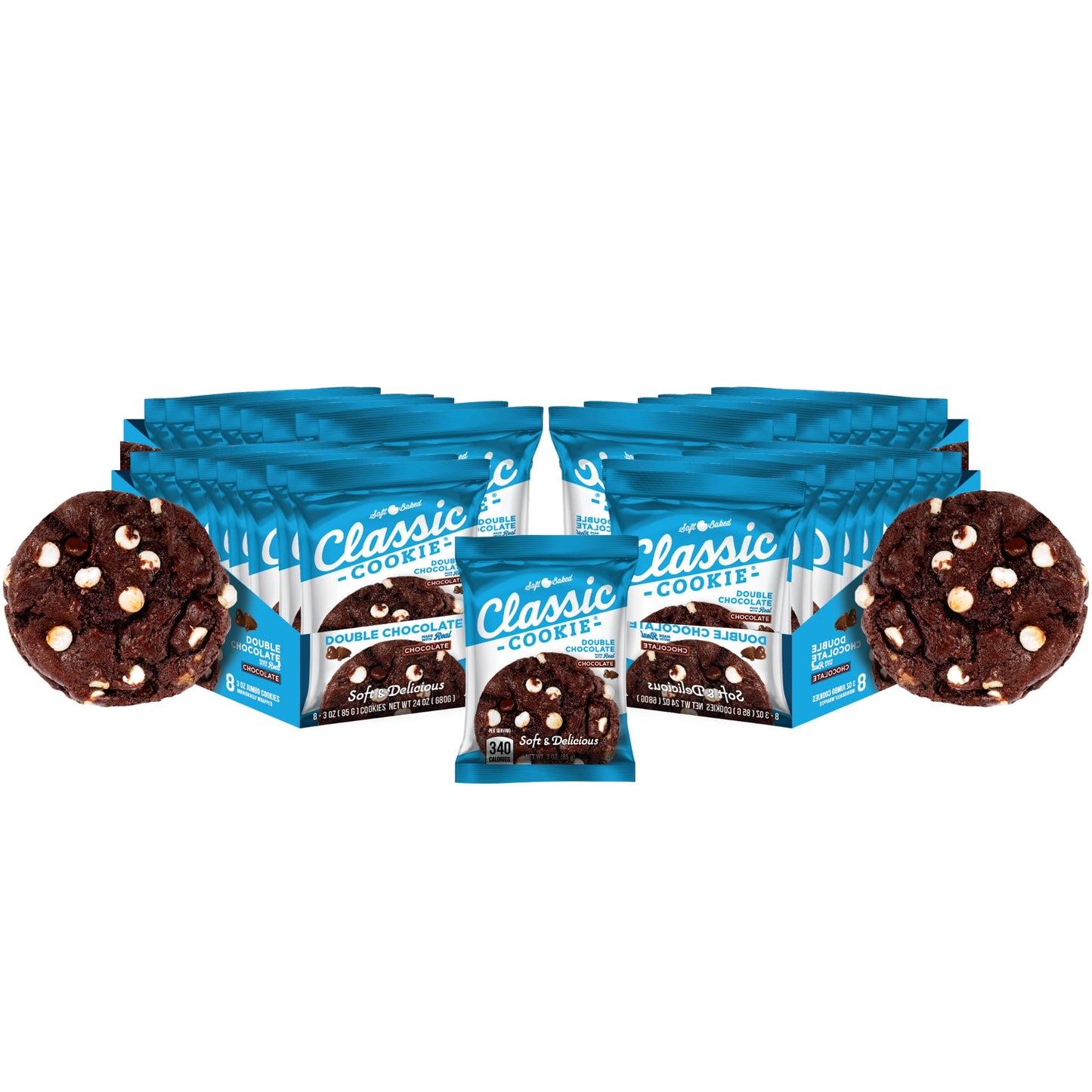 Classic Cookie Soft Baked Double Chocolate Cookies  4 Boxes  32 Individually Wrapped Cookies