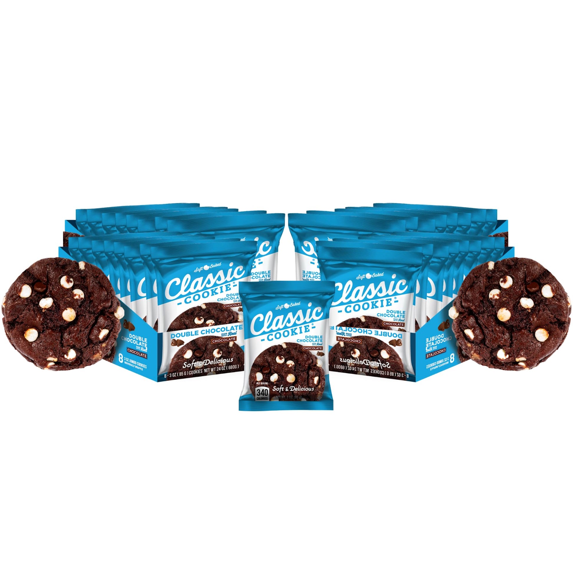 Classic Cookie Soft Baked Double Chocolate Cookies  4 Boxes  32 Individually Wrapped Cookies