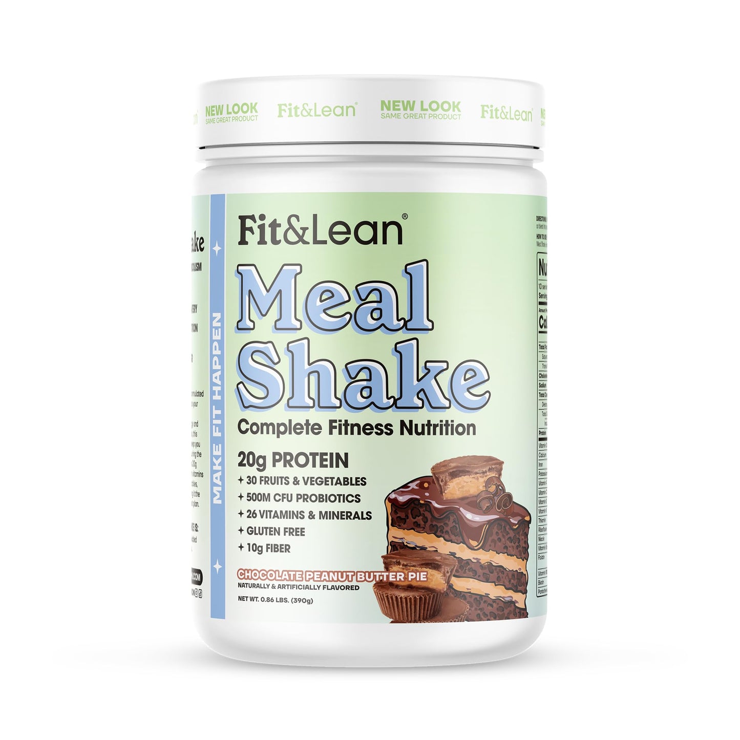 Fit & Lean Meal Shake Meal Replacement with Protein, Fiber, Probiotics and Organic Fruits & Vegetables, Chocolate Peanut Butter 