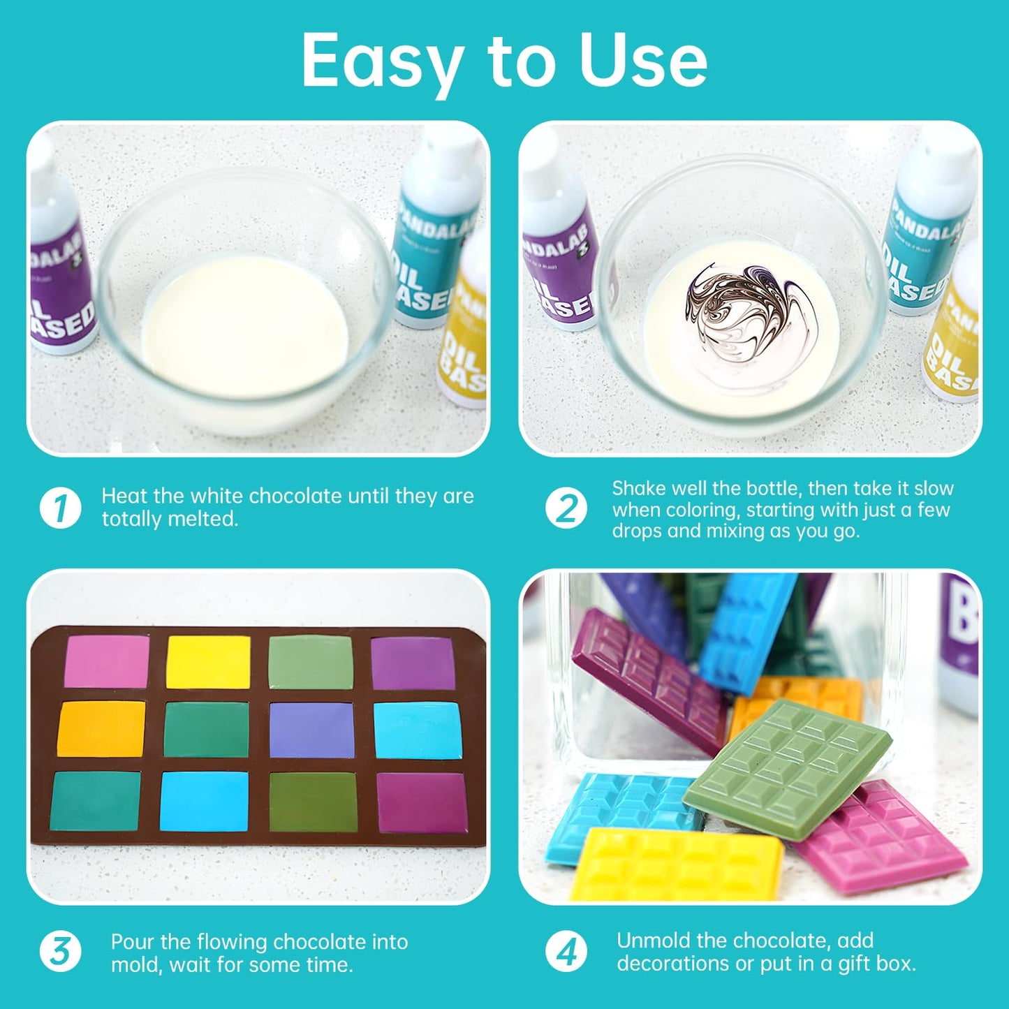 Teal Oil Based Food Coloring For Chocolate, Candy Melts, Donuts, Strawberries, Frosting, Cake, Professional Edible Dye For Bakin