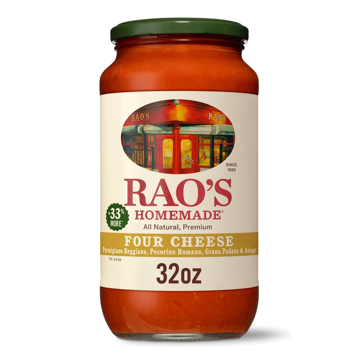 Raos Homemade Four Cheese Pasta Sauce  32 oz  All Purpose  Keto Friendly Pasta Sauce  enhanced Quality Tomatoes from Italy (Pack of 6)