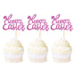 Ercadio 36 Pack Happy Easter Cupcake Toppers Glitter Rabbit Ear Cupcake Picks Happy Easter Theme Party Cake Decorations Purple